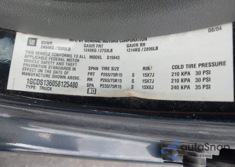 2005 Chevrolet Colorado Ls z USA, uszkodzony, nr VIN 1GCDS136058125400